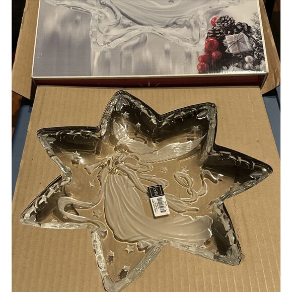 Mikasa Angel Music Star Crystal Serving Platter 13" Christmas Holiday Party NEW - Picture 4 of 9